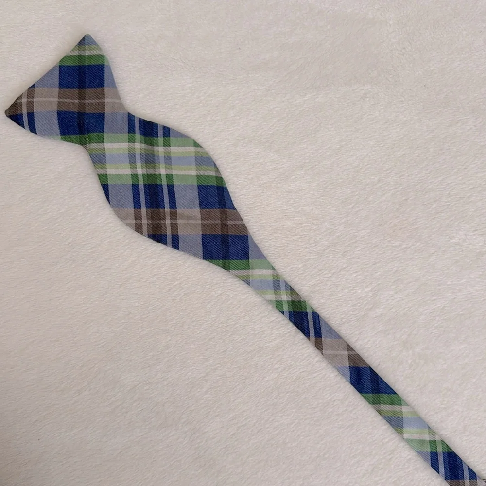 Beau Ties | Plaid Silk Bow Tie Self Tie Adjustable Hand Sewn Vermont Bow Tie - Picture 8 of 14